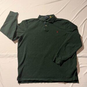 Polo Ralph Lauren Long Sleeve Polo Shirt XL Forest Green Classic Fit Logo Mens
